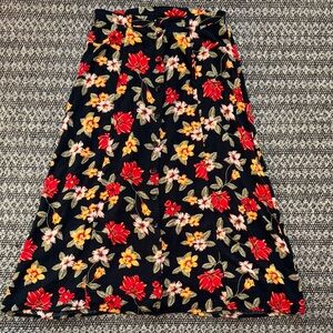 Vintage Sag Harbor Petite Small Long Skirt Floral Design